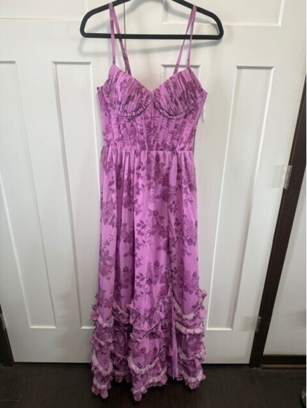 NWT Purple floral ruffle corset maxi dress size 6 Homecoming/Prom/Formal
